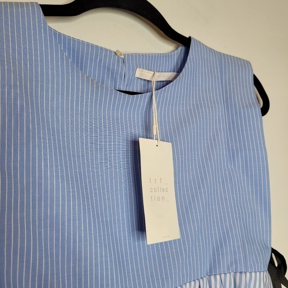 Zara Blue and White Striped Peplum Top - Picture 8 of 13
